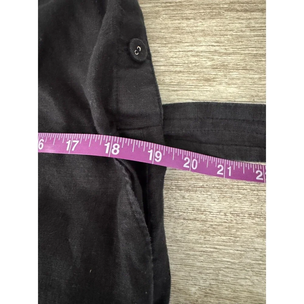 Everlane 100% European Flax Linen Black Side Button Jumpsuit Size 12 Wide Leg